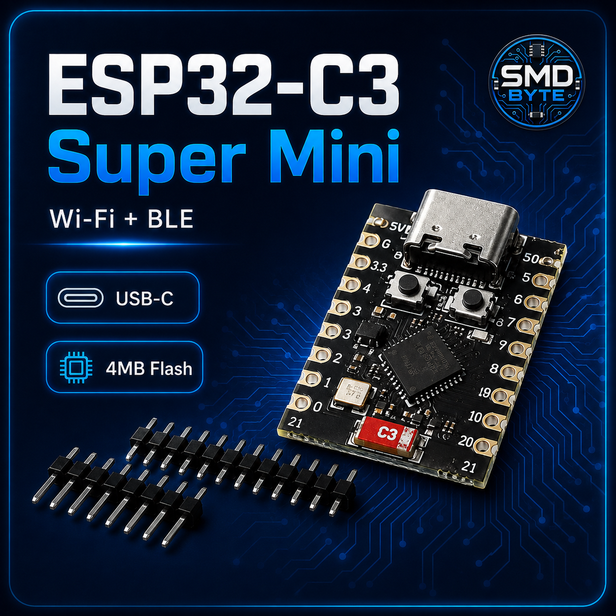 ESP32-C3 Super Mini USB-C Wi-Fi + Bluetooth BLE 5