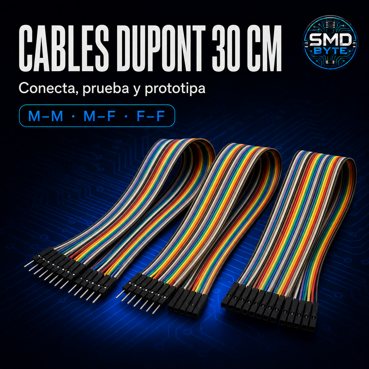 Kit cables Dupont 30 cm: M-M, M-F y F-F