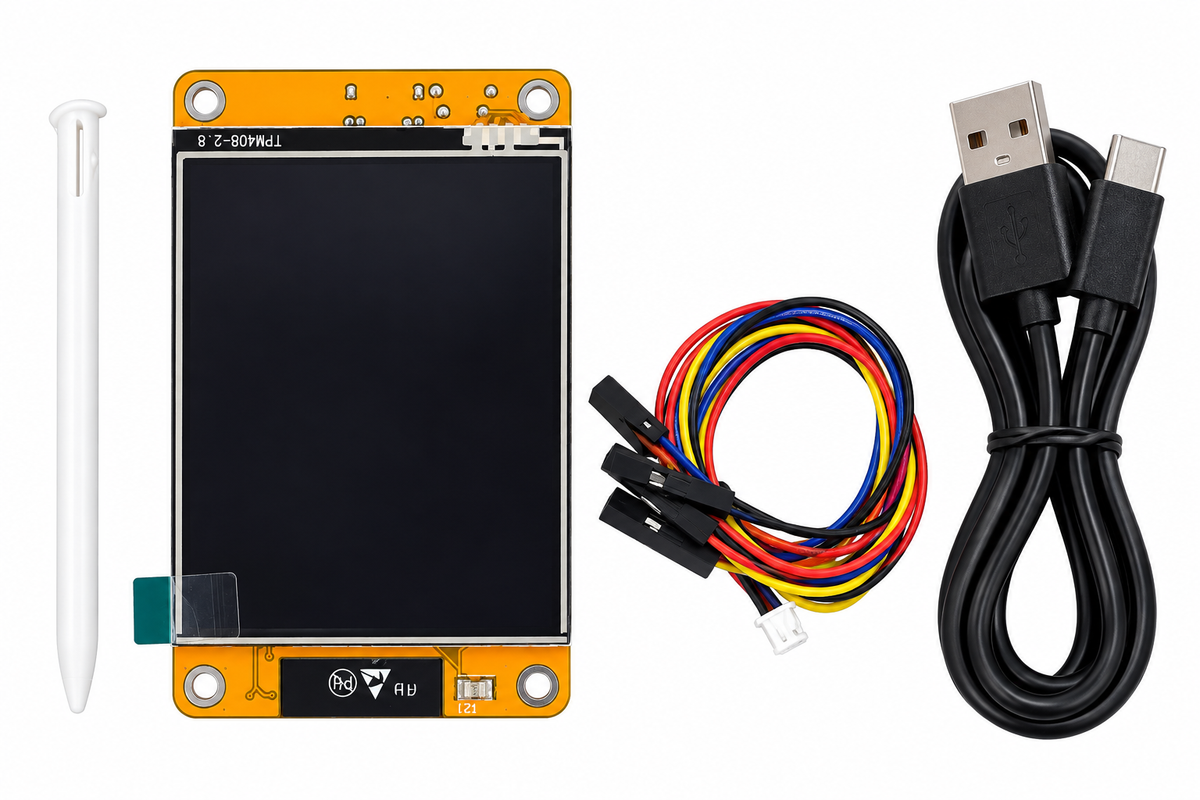 ESP32-2432S028 — Pantalla TFT táctil 2,8” 240×320, USB-C y Micro-USB