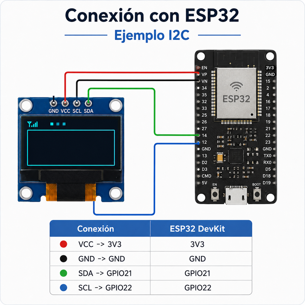 Pantalla OLED SSD1306 0,96" I2C 128x64