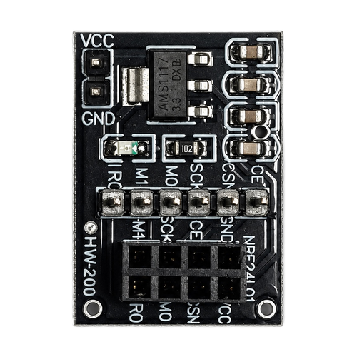 Adaptador NRF24L01 sobre fondo blanco
